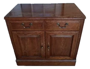 Vintage Wood Buffet Cabinet Dark Tone by Ethan Allen Two Door One Drawer