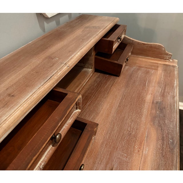Wood 1990s Distressed Mahogany Wood Ladies Writing Desk - Excellent Condition For Sale - Image 7 of 12