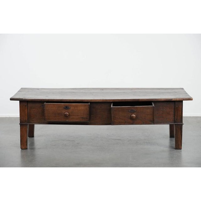 Antique Southern European Chestnut Coffee Table with Drawers, 18th Century For Sale - Image 3 of 18