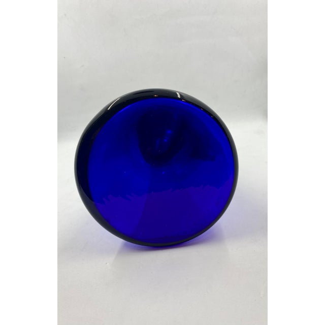 Metal Austrian Vintage Cobalt Blue Glass Jug For Sale - Image 7 of 11