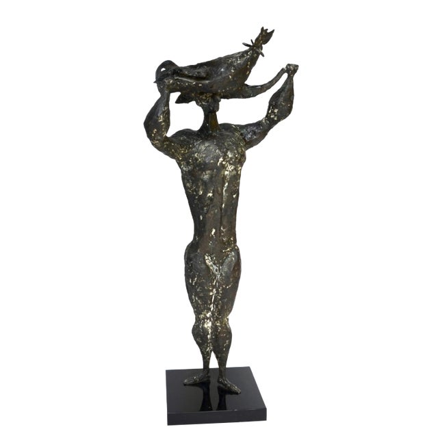 Luciano Minguzzi Bronze 'Uomo Con Gallo' 1950s For Sale