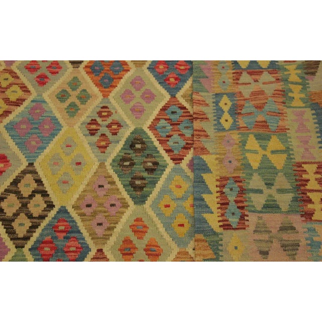 1990s Shabby Chic Blue/Beige Hand-Woven Kilim Wool Rug -6'7 X 9'6 For Sale In New York - Image 6 of 8