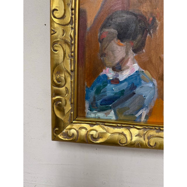 Gold Impressionist Reproduction Artwork of Portrait of Young Girl, Framed For Sale - Image 8 of 12