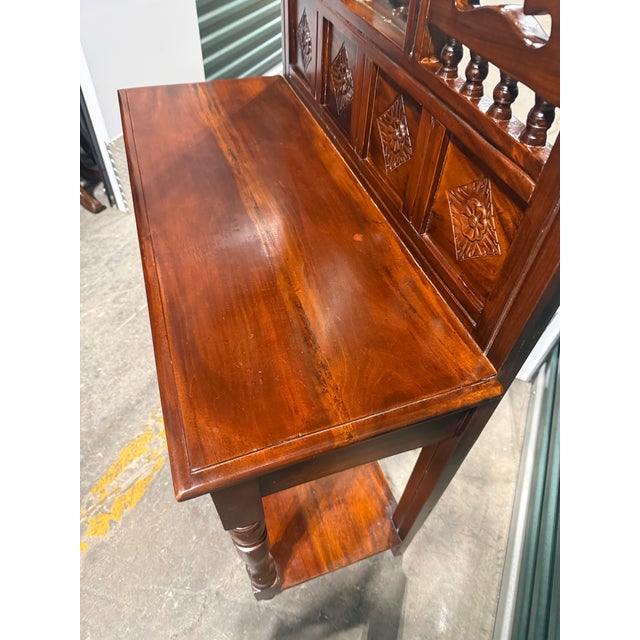 Mid 20th Century Mid 20th Century Mahogany Hall Tree With Mirror For Sale - Image 5 of 12