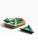 Mid-Century Modern Vintage Rattan Tray With Turquoise Geometric Ceramic Inserts Divided Serving Dish For Sale - Image 3 of 5