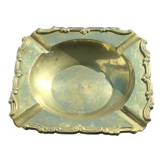 Vintage 1960s Square Brass Ashtray or Catchall For Sale
