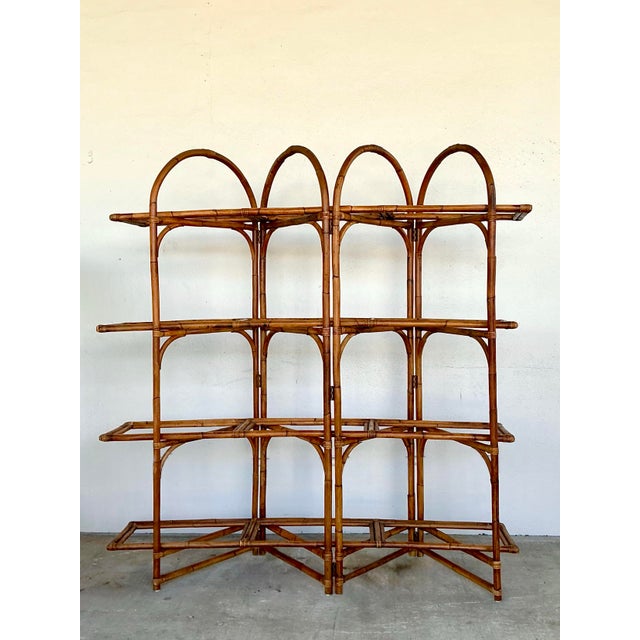 Chocolate Vintage Bent Rattan Arched Etagere For Sale - Image 8 of 12