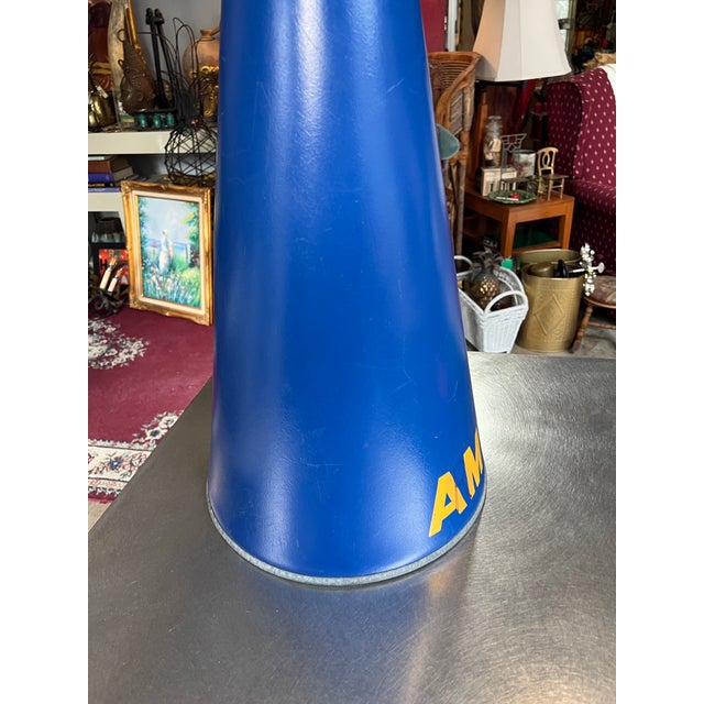 American Large Vintage Blue Megaphone For Sale - Image 3 of 8