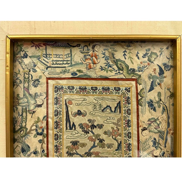 Late 19th Century Late Qing Dynasty Antique Chinese Silk Embroidered Panel For Sale - Image 5 of 10