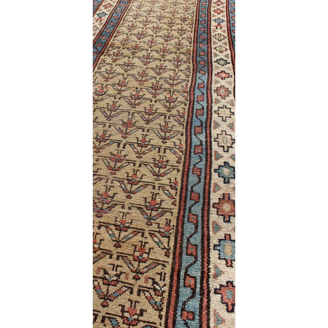Antique Persian Sarab Runner With Repeating Herati Floral Motif in Camel Field 3'0" X 11'4" For Sale In Atlanta - Image 6 of 7