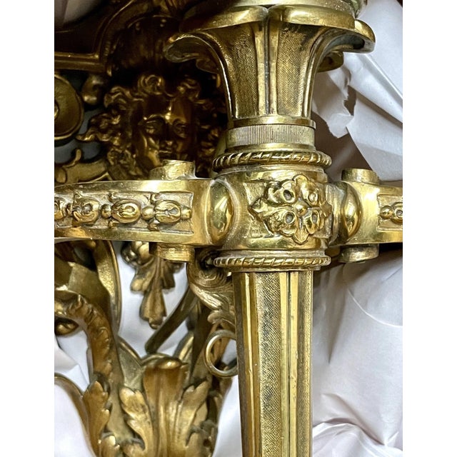 Masterpiece 19thc French Louis XV Massive Gilt Bronze Gas Converted Wall Sconce Signed by Maison E. Mottheau & Fils Paris. For Sale - Image 15 of 18