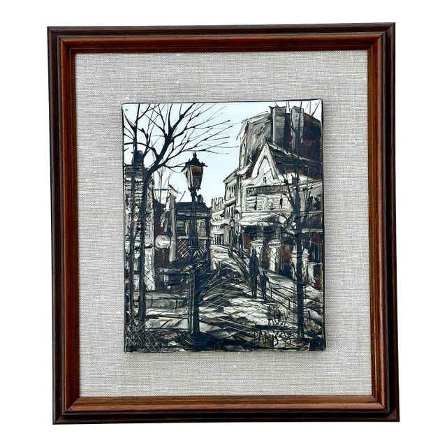 Streets of Paris Original Oil Painting by Rodica Rody Iliescu For Sale