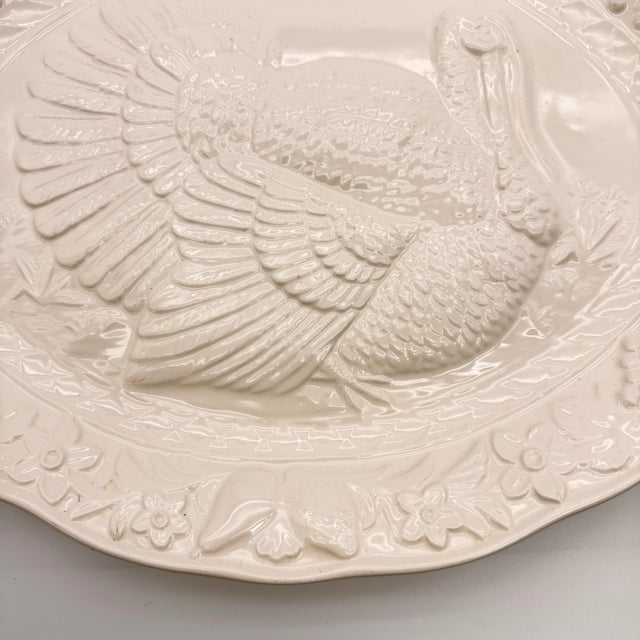 Ceramic Vintage White Ceramic Holiday Turkey Platter Japan For Sale - Image 7 of 7