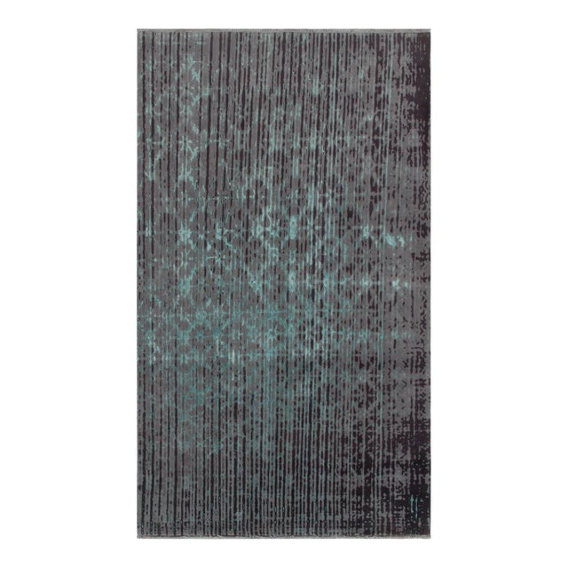Rug & Kilim’s Contemporary Style Rug in Blue and Gray Abstract Pattern For Sale