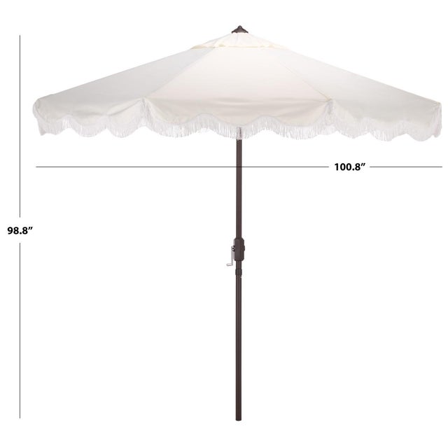 Modern Torsa 9 Ft Crank Umbrella, Ivory/Brown Pole For Sale - Image 3 of 9