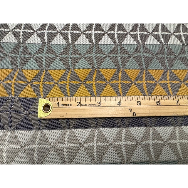 Brentano Pacific Coast Shoreline Geometry Performance Stain Resistant Gold Aqua Beige Indoor Outdoor Upholstery Fabric For Sale - Image 4 of 4