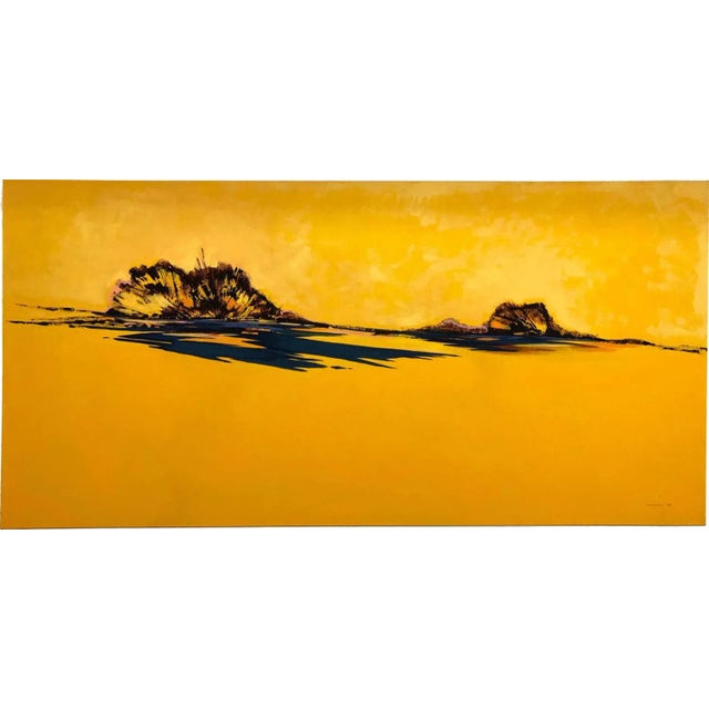 Sunshine Again, Horizontal Yellow Abstract Landscape Painting, Oil on Canvas. 2015 For Sale - Image 6 of 6