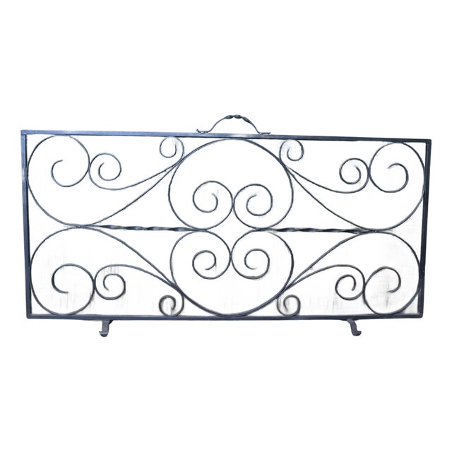 Long Wrought Iron Fire Screen, 1960 For Sale