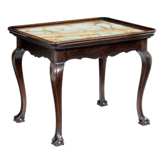 19th Century Oak Chippendale Onyx Top Table For Sale