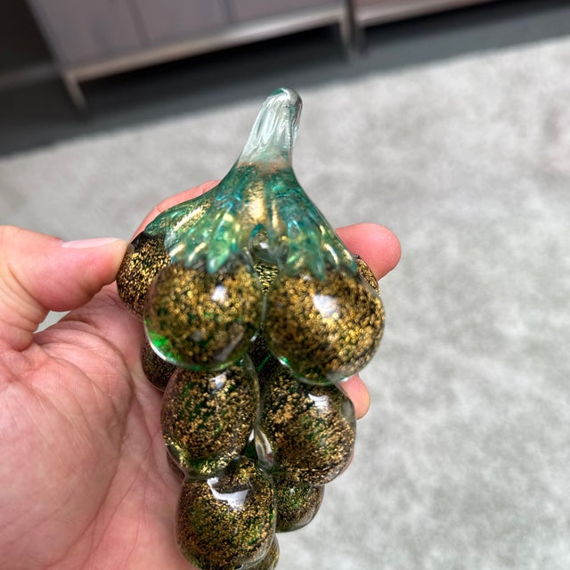 Gold Italian Murano Art Glass Grape Cluster Sculpture For Sale - Image 8 of 8