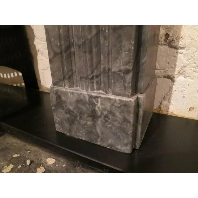 Antique Bardiglio Marble Fireplace Mantel For Sale - Image 5 of 6