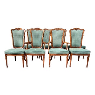 1980s White Furniture Co. Green Dining Chairs - Set of 8 For Sale