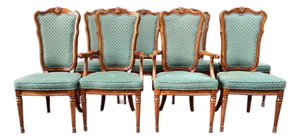 1980s White Furniture Co. Green Dining Chairs - Set of 8
