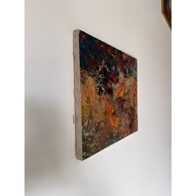 A striking vintage Abstract Expressionist oil on canvas painting, dated 1961 and signed on the reverse. This mid-century...