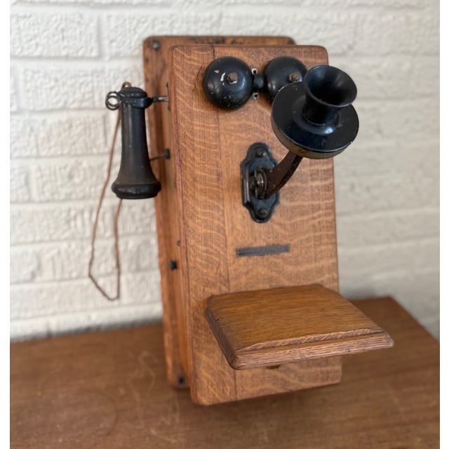 Wood Antique Wall Phone, With Crank & Chimes For Sale - Image 7 of 15