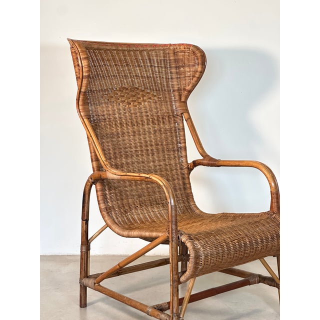 Wicker and Bamboo Armchair, 1970s For Sale - Image 13 of 18