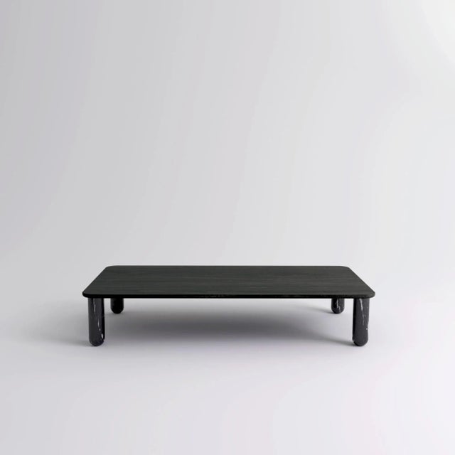 Xlarge black wood and black marble "sunday" coffee table, jean-baptiste souletie. Dimensions: 100 w x 200 d x 35 h cm....