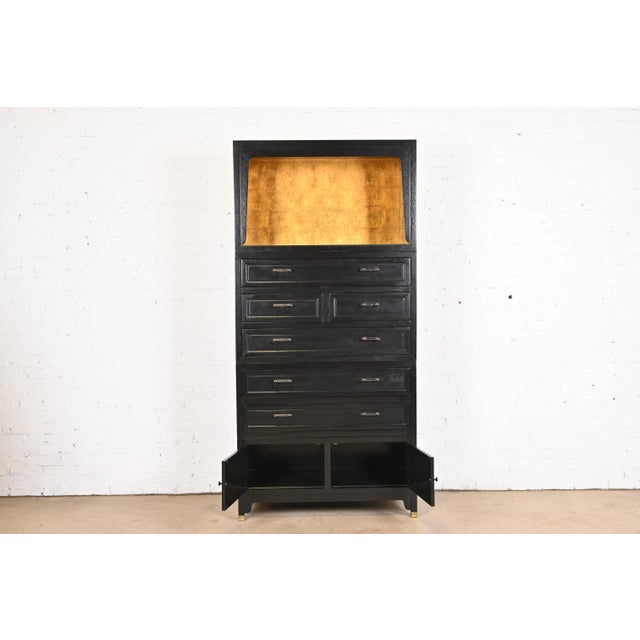 Michael Taylor for Baker Far East Collection Black Lacquer and Gold Leaf Bar Cabinet, 1960s For Sale In South Bend - Image 6 of 13