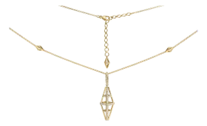 14K Yellow Gold 1.0 Cttw Diamond Studded Geometric Double Pyramid 18" Pendant Necklace (G-H Color, SI1-SI2 Clarity)