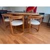 Brown 1970s Round Post Modern Brutalist MCM Beech Dining Table + 6 Chairs, 9 Pcs Set For Sale - Image 8 of 16