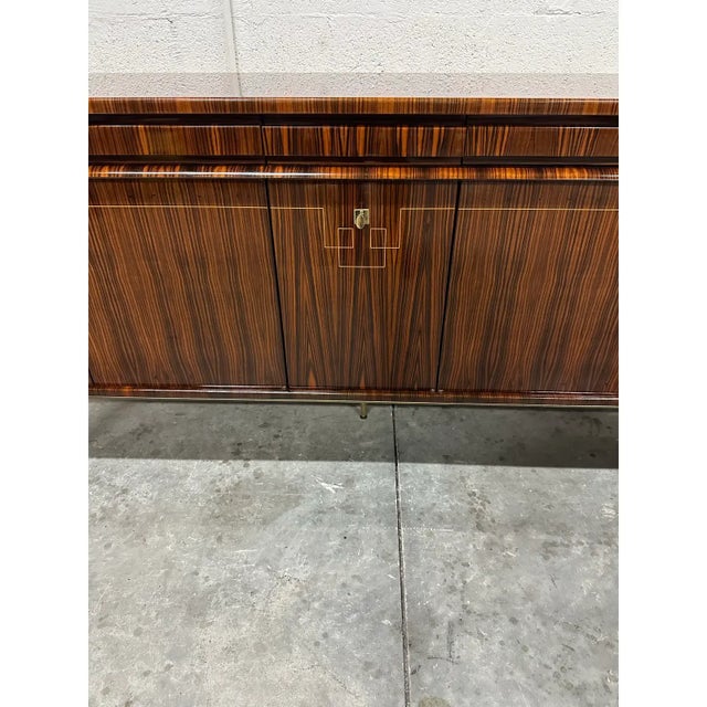 1940s French Art Deco Exotic Macassar Ebony Buffet Sideboard For Sale - Image 9 of 13