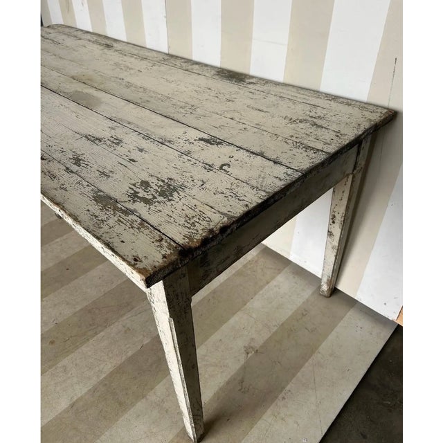 Wood 19th Century French Painted 8 Drawer Farm Table For Sale - Image 7 of 12