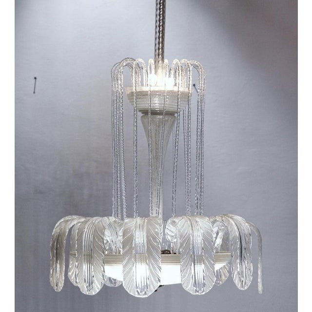 White Pulegoso Glass Fountain Chandelier from Barovier, 1930s For Sale - Image 6 of 18