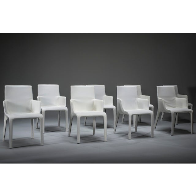 Mid-Century Modern Gio Dining Chairs in Ecru Leather by Walter Knoll, Germany, 2000s, Set of 8 For Sale - Image 3 of 18