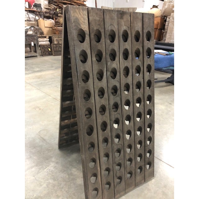 Brown 1950s French Country Riddling Rack Champagne & Wine Rack Stamped v.p 1949 For Sale - Image 8 of 12