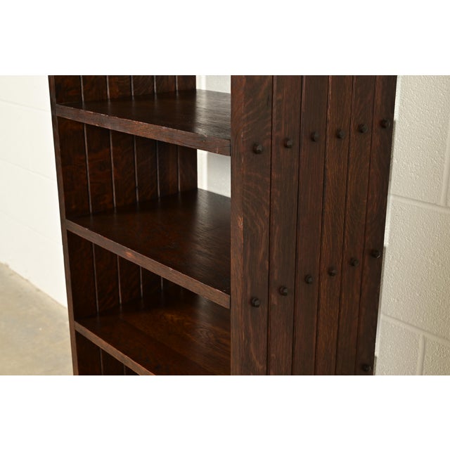 Wood Stickley Brothers Style Antique Mission Oak Arts & Crafts Bookcase or Magazine Rack, Circa 1910 For Sale - Image 7 of 12