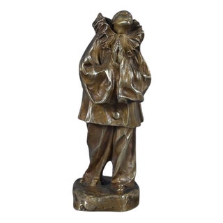 Small Bronze Pierrot Figure by L. Alliot, Early 20th Century For Sale
