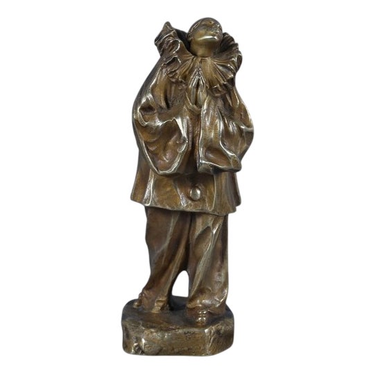 Small Bronze Pierrot Figure by L. Alliot, Early 20th Century For Sale