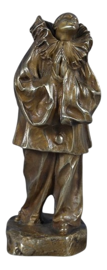 Small Bronze Pierrot Figure by L. Alliot, Early 20th Century