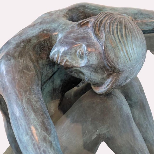 Sculptural Bronze Coffee Table with Female Nude, France, 1950s For Sale - Image 6 of 9