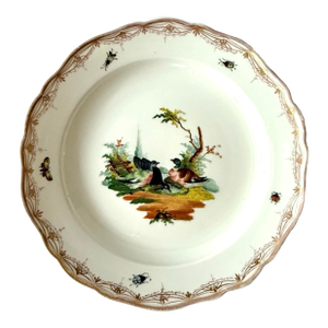 19th Century Meissen Porcelain Plate With Hand-Painted Birds and Insects