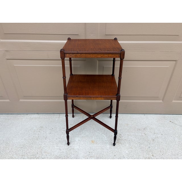 Berkey & Gay Early 20th Century Berkey & Gay Mahogany Faux Bamboo Two-Tier Side Table For Sale - Image 4 of 14