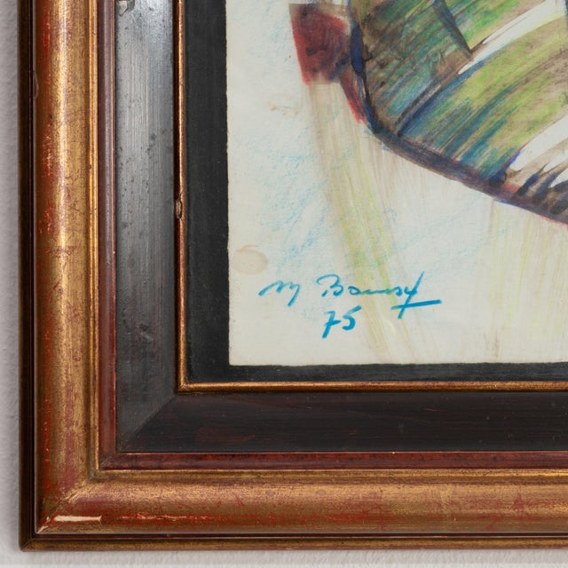 Mid 20th Century France Blue Wood Painting For Sale - Image 10 of 16