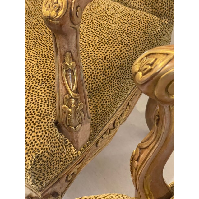 1960s Spec Pair of Large Lounge Berger Chairs With Gold Wash For Sale In Miami - Image 6 of 12