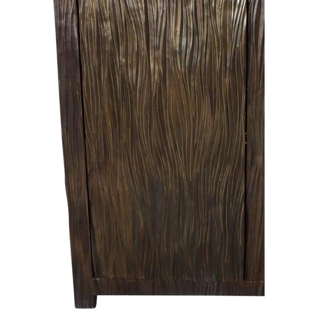 Robert Kuo Limited Edition Signed Hand-Repoussé "Pleats" Copper Armoire For Sale - Image 13 of 15
