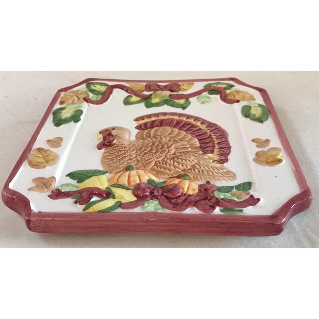 Traditional Vintage Ceramic Thanksgiving Turkey Trivet For Sale - Image 3 of 5